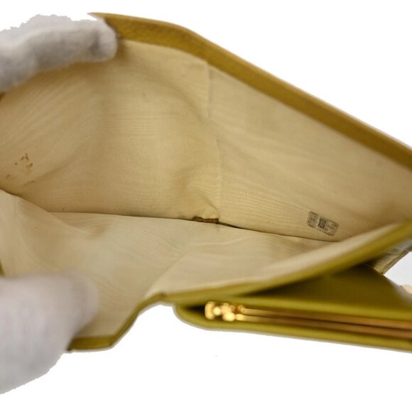 CHANEL CC Bifold Compact Wallet Grained Calfskin Leather Yellow Vintage 66KB511 - Picture 9 of 14